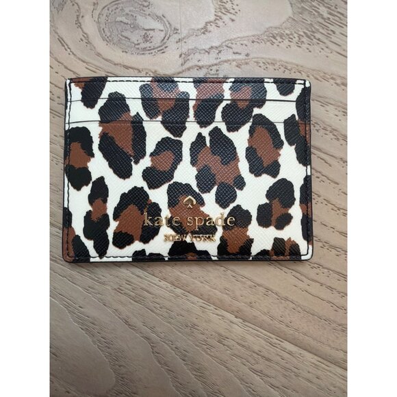 kate spade Handbags - Kate Spade New York Madison Spotted Leopard Small Slim Card Holder Cream Multi K
